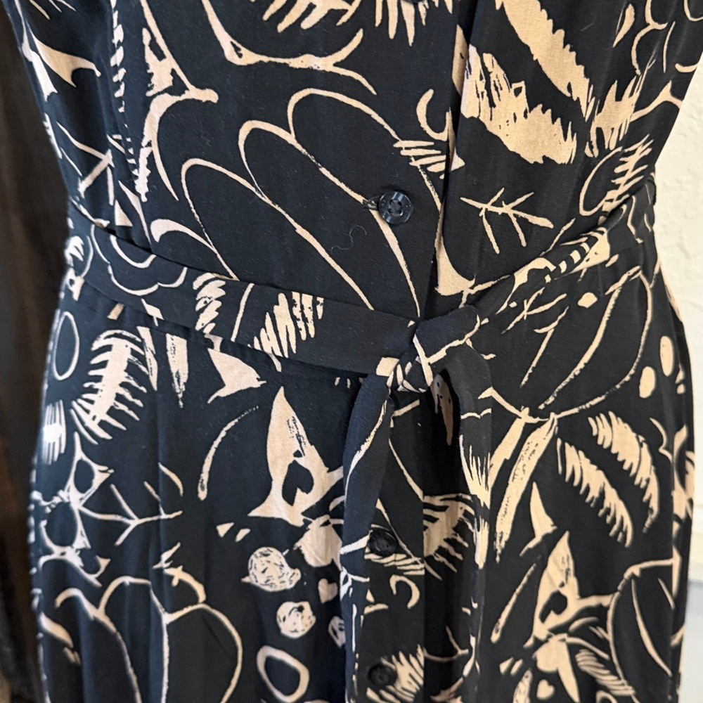 Chaps Black and Tan Pattern Midi Dress - Picture 2 of 4